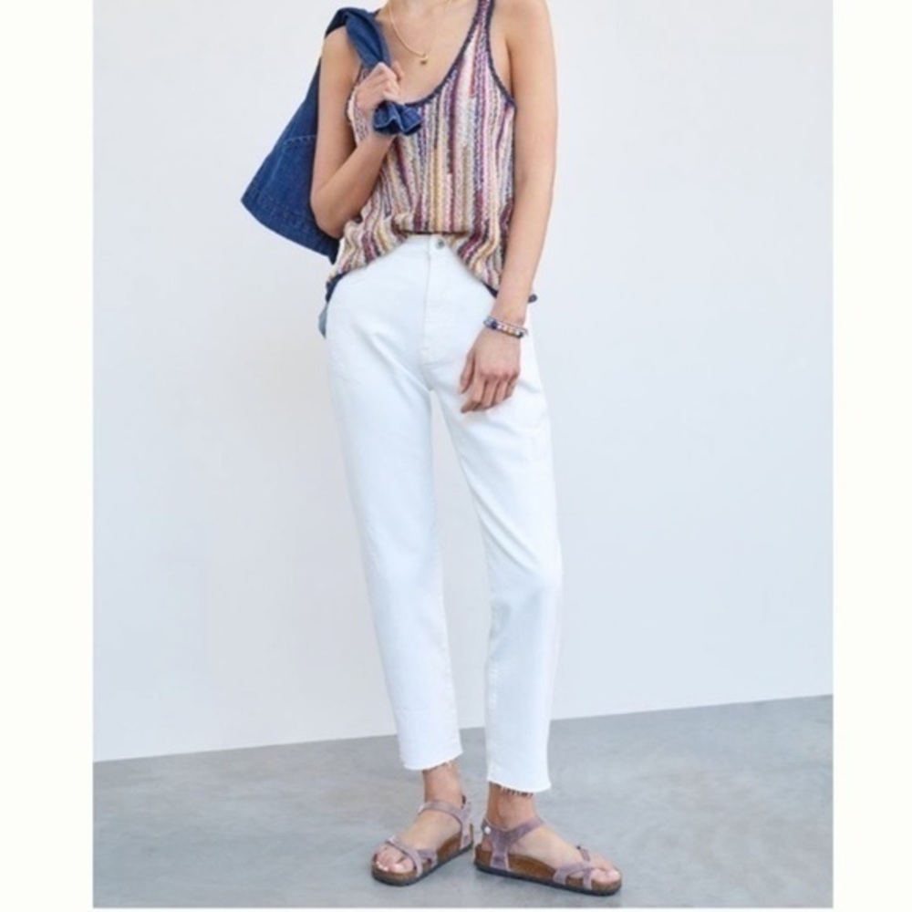NWT Anthropologie Pilcro The Borrowed White Boyfriend Jeans 32 Relaxed Fit